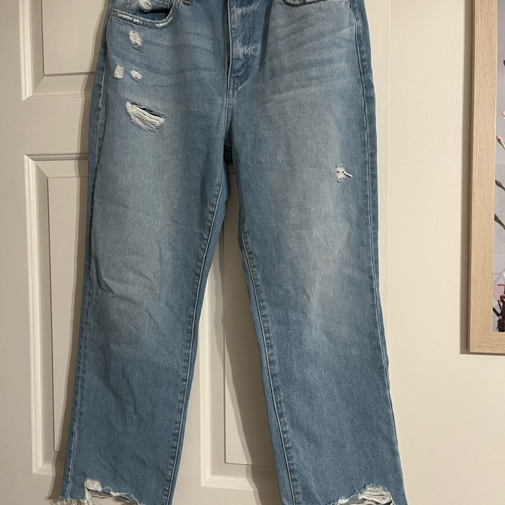 Flying Monkey Light Blue Distressed Straight Leg Jeans